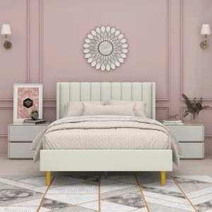 This bed is designed with simple lines to create the peaceful,